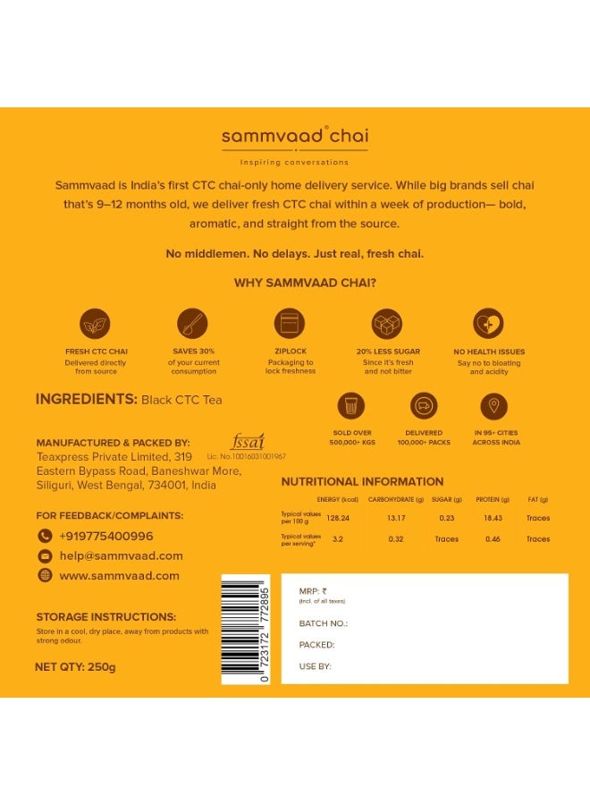 Samvaad Sammvaad Premium Kadak CTC Chai, Strong Aromatic Assam Tea, 250g (Makes 135 Cups) - Image 2