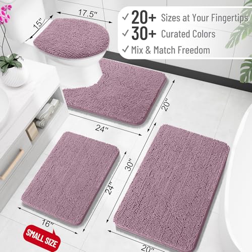 OLANLY Small Bathroom Rugs 24x16 Extra Soft Absorbent Chenille Bath Rugs Rubber Backing Quick Dry Machine Washable Bath Mats for Bathroom Floor Tub and Shower Home Decor Accessories Deep Plum - Image 3