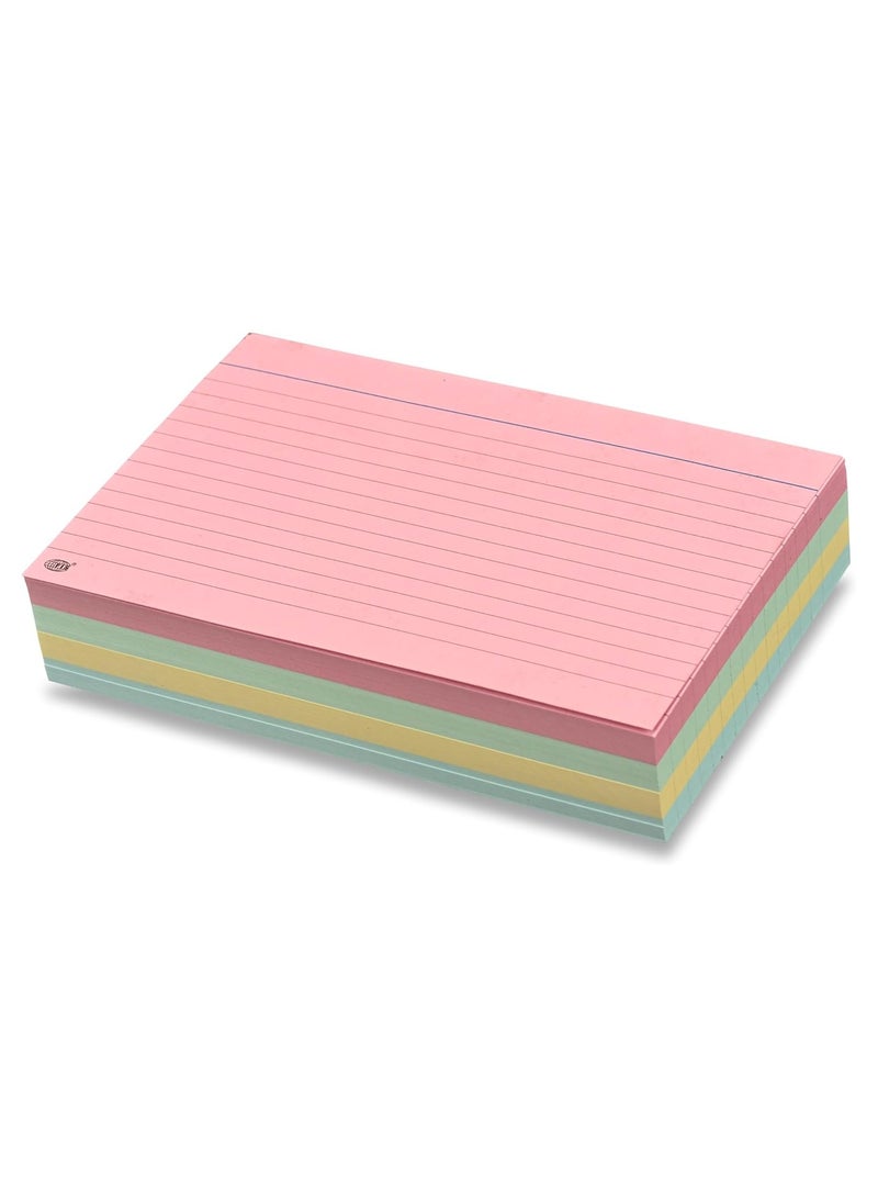 FIS® Ruled Record Cards or Index Cards, Size:8"x5" Inches (203x127mm), Two Sides Single Ruled, 240gsm, 100 Sheets Per Packet, Packet of 3 Pieces, 4 Assorted Colors-FSIC854C-3 - Image 2