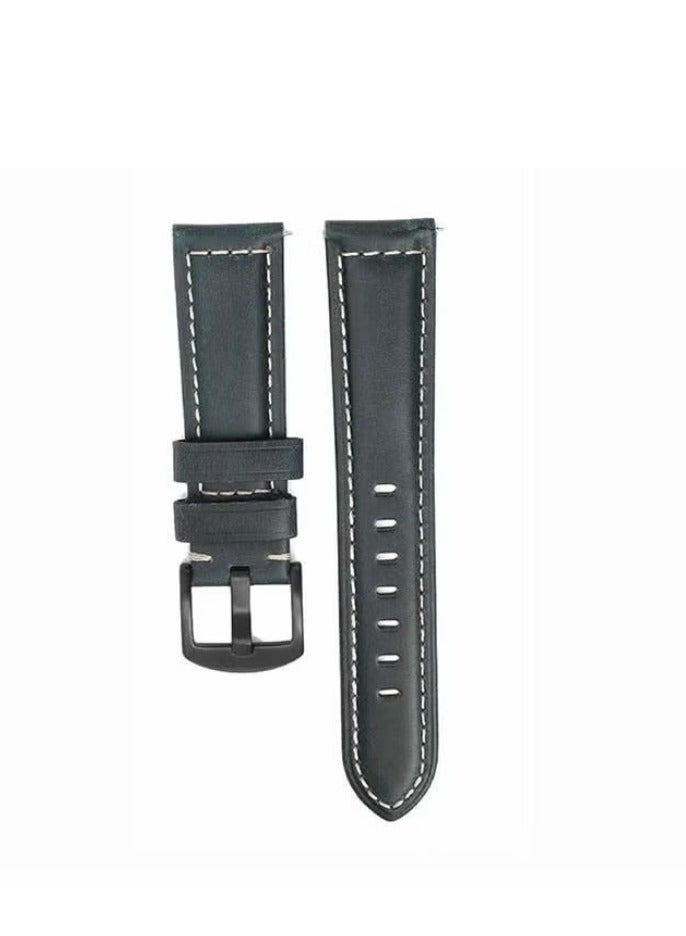 vesus Retro Wax Genuine Leather Replacement Band For Samsung Galaxy Watch3 45mm Blackish Blue