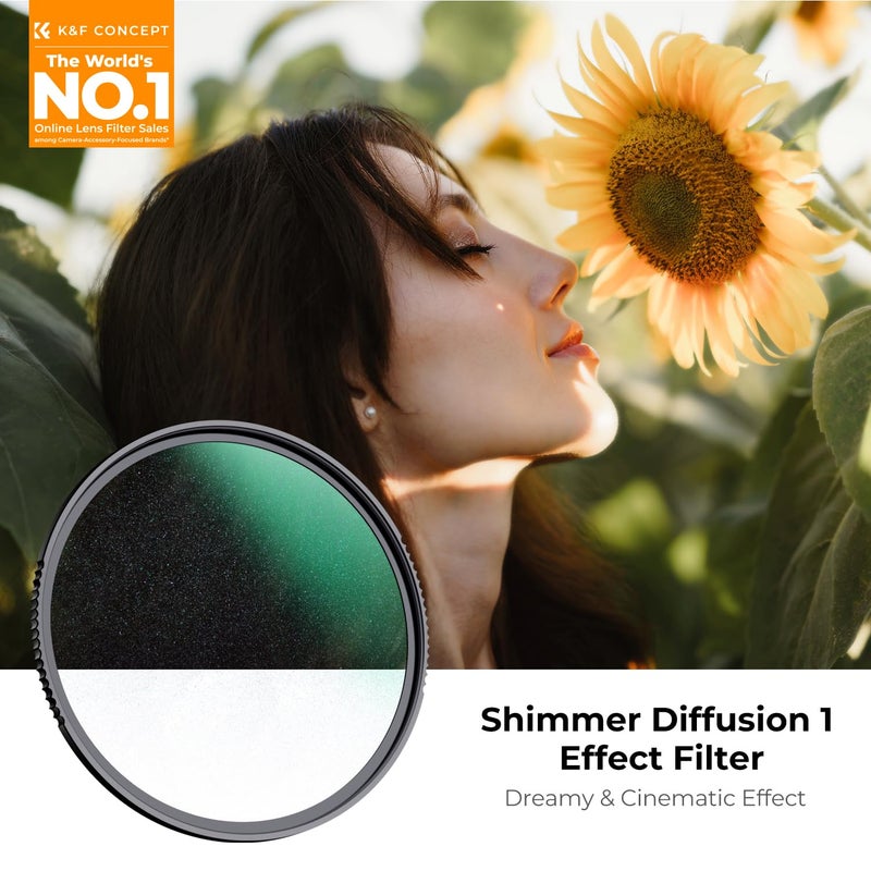 K&F CONCEPT 58mm Shimmer Diffusion 1 Filter Glimmer Glass Effect Filter with 28 Multi-Coatings for Camera Lenses (Nano-X Series) - Image 2