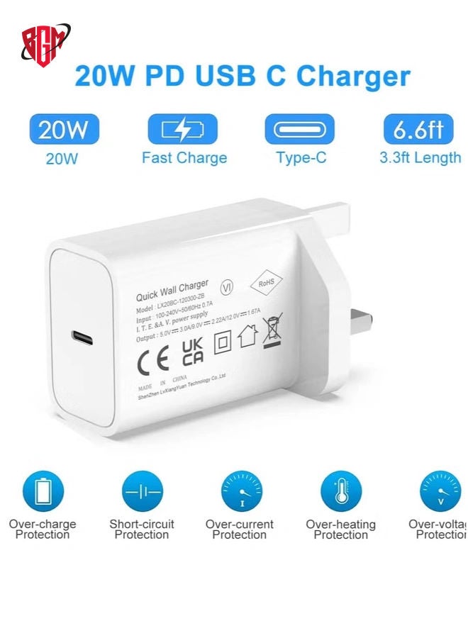 BGM IPhone Fast Charger [MFi Certified] 20W USB C Power Adapter Fast Charger with 3ft Cable Compatible with IPhone 13/13 Pro/ 12 Pro/12 Mini/ 11/11 Pro/XS/Max/XR/X/8 Plus/SE 2020,  - Image 4
