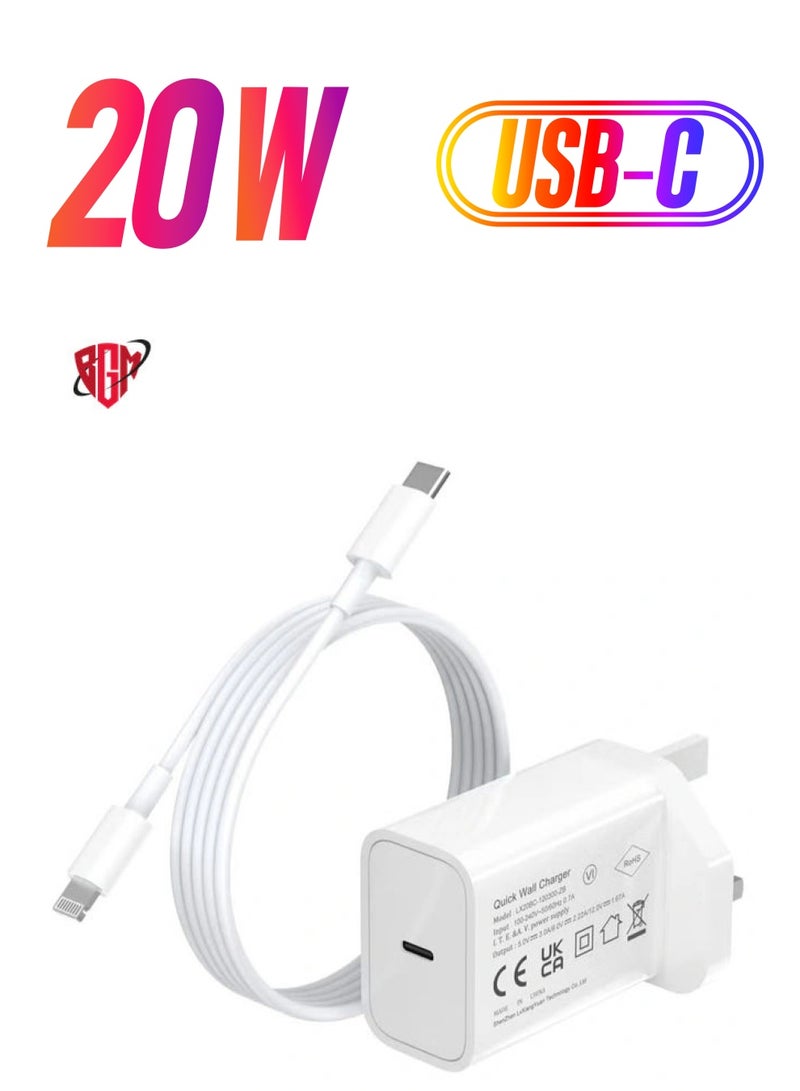 BGM IPhone Fast Charger [MFi Certified] 20W USB C Power Adapter Fast Charger with 3ft Cable Compatible with IPhone 13/13 Pro/ 12 Pro/12 Mini/ 11/11 Pro/XS/Max/XR/X/8 Plus/SE 2020,  - Image 1