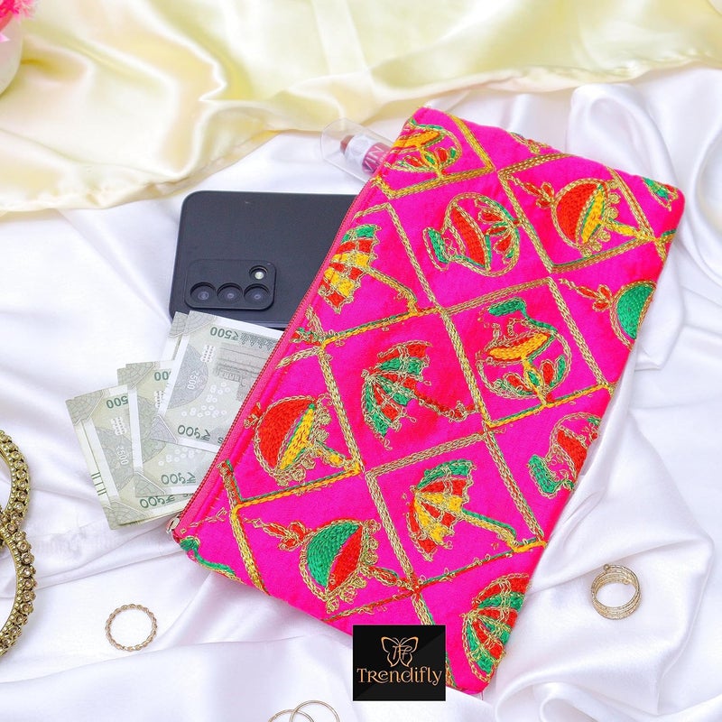 Trendifly Embroidery Wedding Return Gift for Women Wholesale Bridal Traveling potli Bag with Zipper for Ladies Baby Shower Shagun Purse Gifting Haldi Mehandi for Girl - Image 2