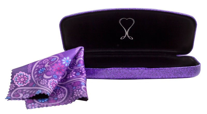 SPUNKYsoul Mystic Purple Small Eyeglass Case Coated Smooth Glitter | Bonus Cleaning Cloth - Image 2