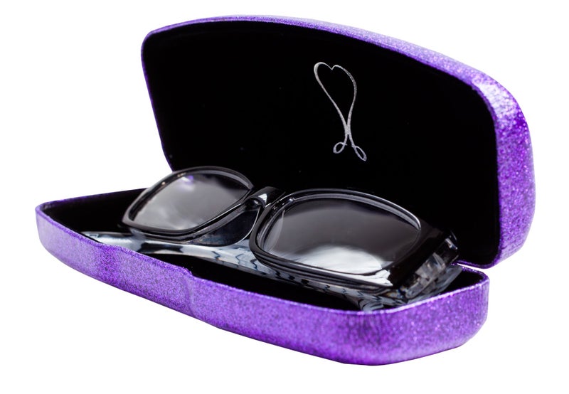 SPUNKYsoul Mystic Purple Small Eyeglass Case Coated Smooth Glitter | Bonus Cleaning Cloth - Image 4