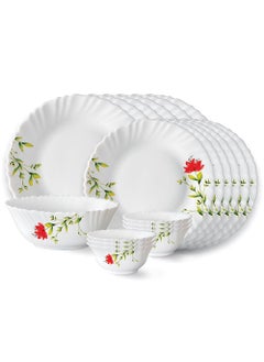 LARAH BY BOROSIL Larah by Borosil Fluted Series Oriental Opalware Dinner Set | 19 Piece for Family of 6 | Microwave & Dishwasher Safe | Bone-Ash Free | Crockery Set for Dining & Gifting | Plates & Bowls | White  - Image 1
