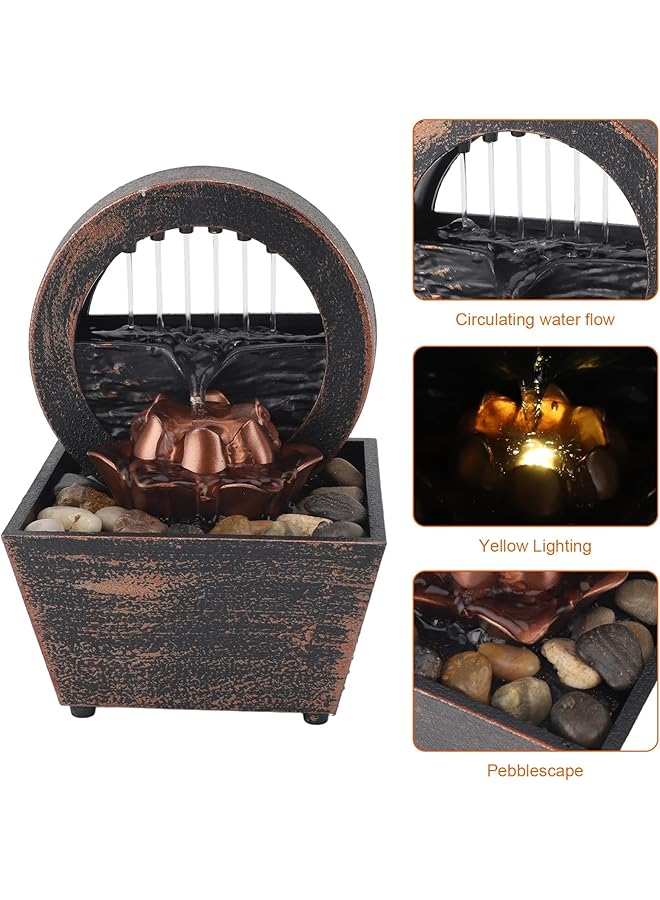 erorex Tabletop Fountain Indoor Waterfall Tabletop Fountain Desk Fountain With Led Lights Chinese Water Feature River Rocks Water Fountains For Home Office Decor Relaxation Yoga - Image 2