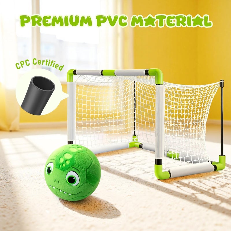 VangeBow Toddler Toy Soccer Goals for Backyard Indoor with Soft Plush Dinosaur Ball, Mini Soccer Nets and Ball Set for Kids(Pump Include) - Image 4