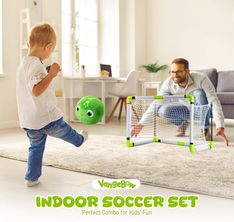 VangeBow Toddler Toy Soccer Goals for Backyard Indoor with Soft Plush Dinosaur Ball, Mini Soccer Nets and Ball Set for Kids(Pump Include) - Image 3