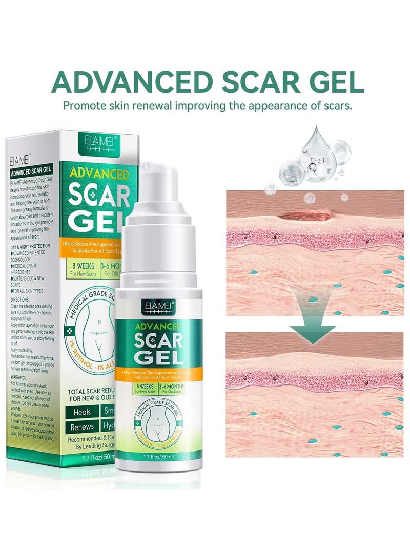 Elaimei Advanced Scar Cream Gel 50ML - Silicone Gel Scar Removal Treatments for Body, Surgical Scars, C-Section, Stretch Marks, Acne, Keloids, Burns, Old&New Scars (1.7 oz) - Image 5