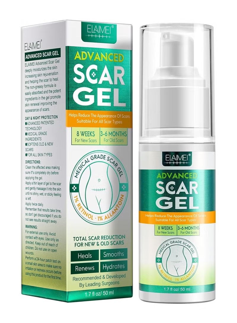Elaimei Advanced Scar Cream Gel 50ML - Silicone Gel Scar Removal Treatments for Body, Surgical Scars, C-Section, Stretch Marks, Acne, Keloids, Burns, Old&New Scars (1.7 oz) - Image 1