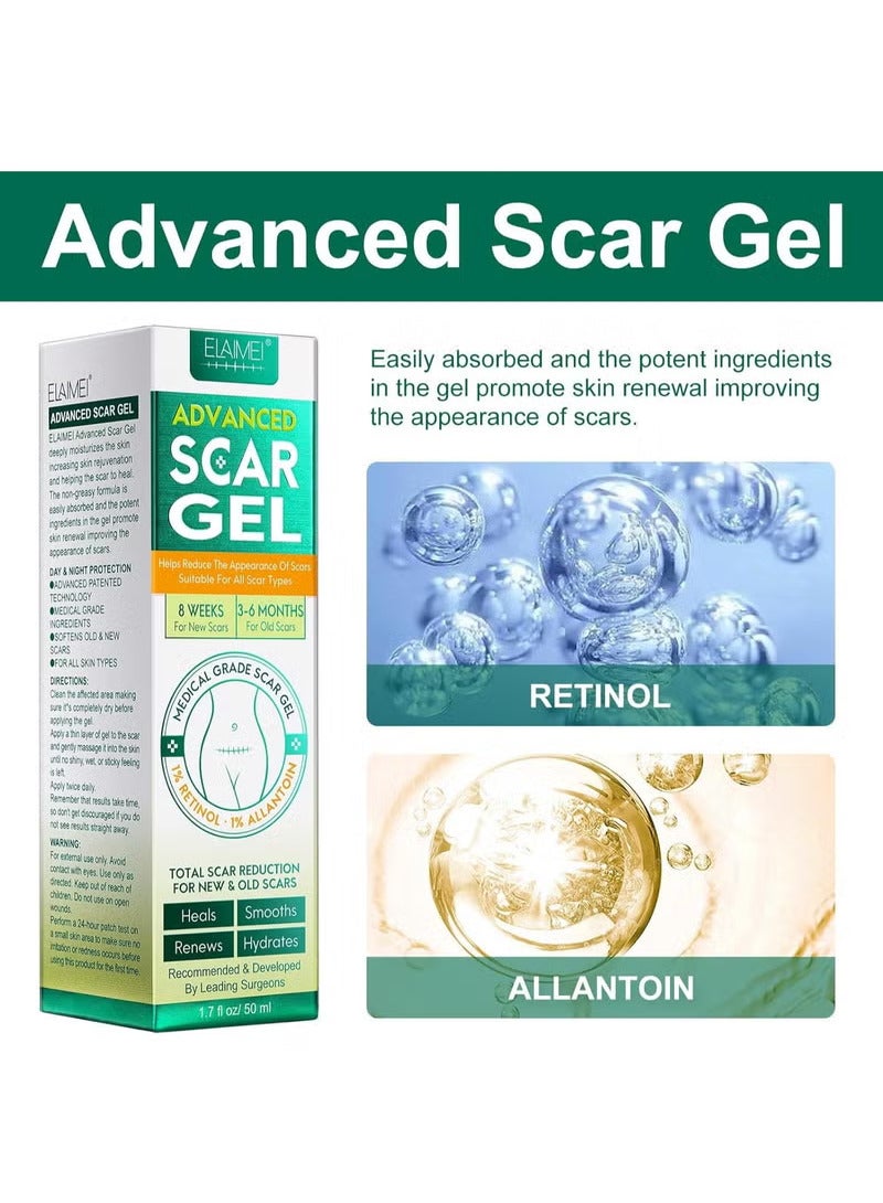 Elaimei Advanced Scar Cream Gel 50ML - Silicone Gel Scar Removal Treatments for Body, Surgical Scars, C-Section, Stretch Marks, Acne, Keloids, Burns, Old&New Scars (1.7 oz) - Image 2