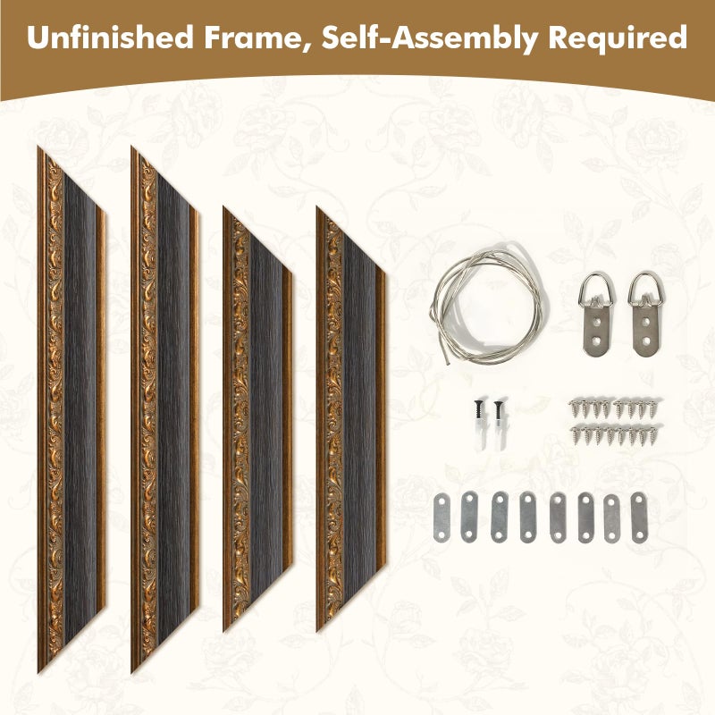 FOLKOR Classic Canvas Frame for 24x30 Oil Paintings Art Prints, 2.8" DIY Ornate Frames for Mid-century Bedroom Staircase Wall Decor, No Backing & Cover, Memorial Gift (Bronze Gold) - Image 3