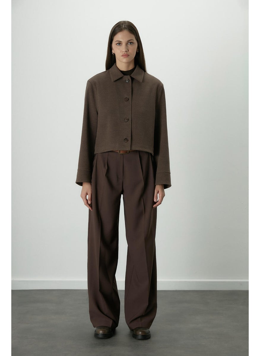 Manuka Dona Pleated Palazzo Trousers Bitter Brown  - Image 3