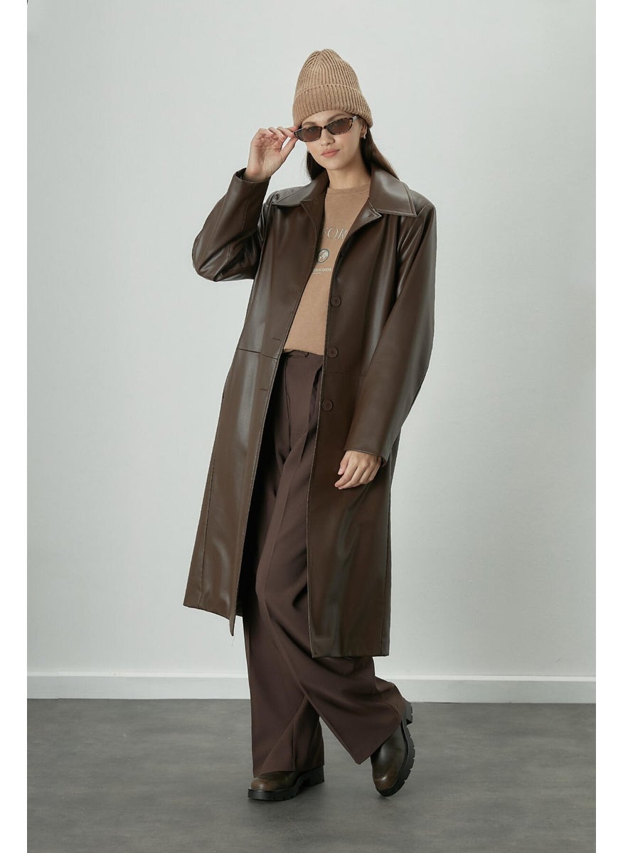 Manuka Dona Pleated Palazzo Trousers Bitter Brown  - Image 4