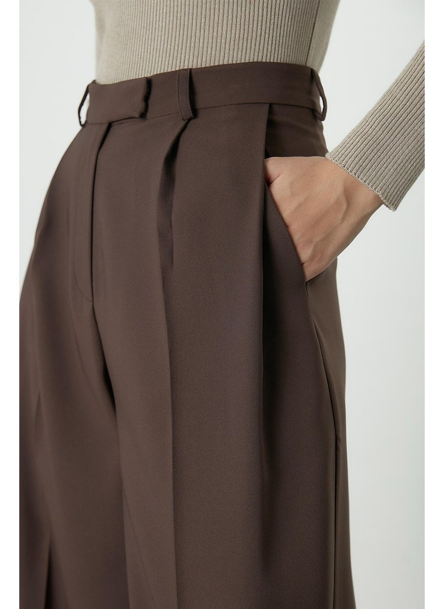 Manuka Dona Pleated Palazzo Trousers Bitter Brown  - Image 5