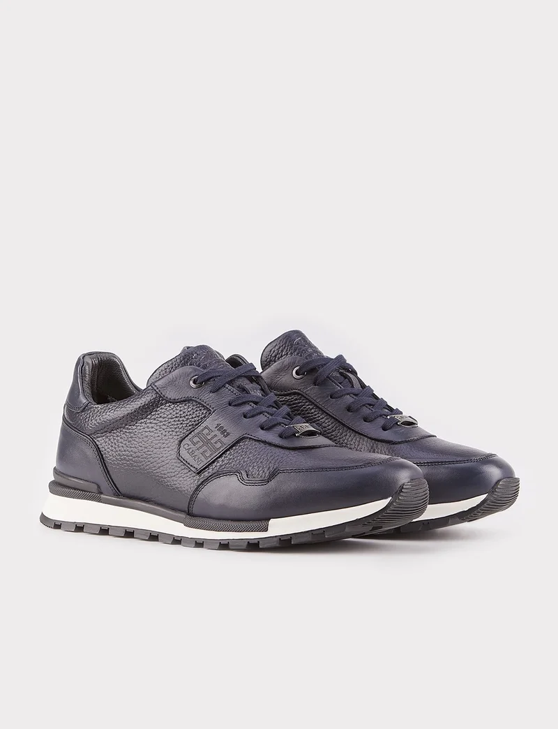 كاباني Leather Navy Blue Shearling Men's Sports Shoes