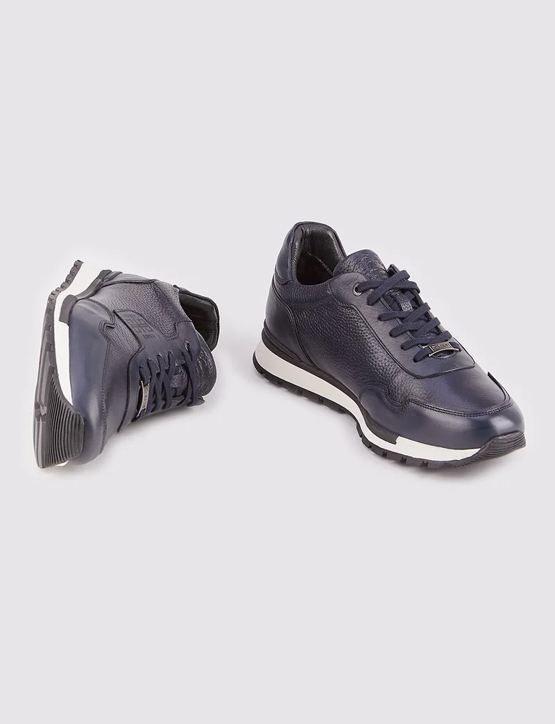 كاباني Leather Navy Blue Shearling Men's Sports Shoes