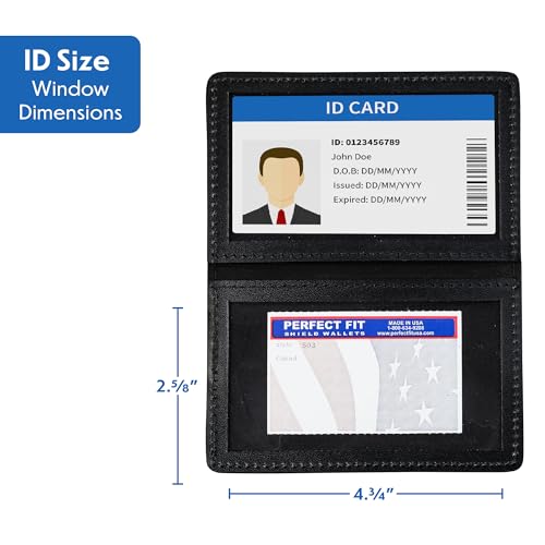 Perfect Fit Shield Wallets 2 ID Leather License Holder Bifold Double ID Credit Card Gun Permit For Larger Cards Slim Wallet Case Black - Image 3
