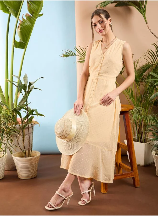 ساسافراس Dobby Frill Hem Midi Dress