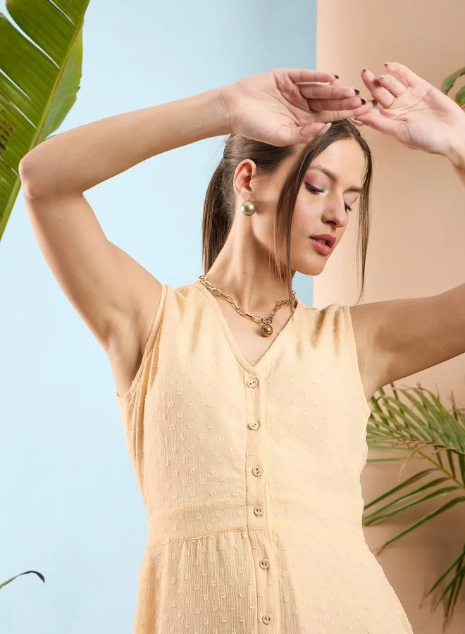 SASSAFRAS Button-Down Midi Dress
