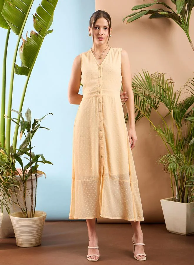 SASSAFRAS Button-Down Midi Dress