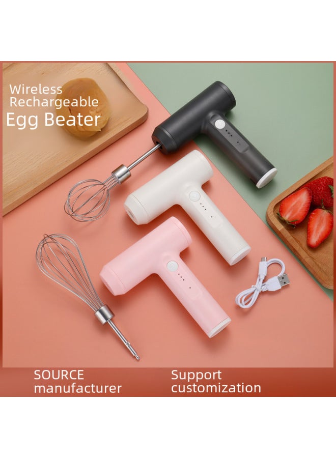 Home Use Small Electric Egg Beater Creamer Wireless Coffee Milk Frother Baking Essential Kitchen Tool-Color:Upright Egg Beater Egg Head + Milk Bubble Head Color Box (green)  - Image 2