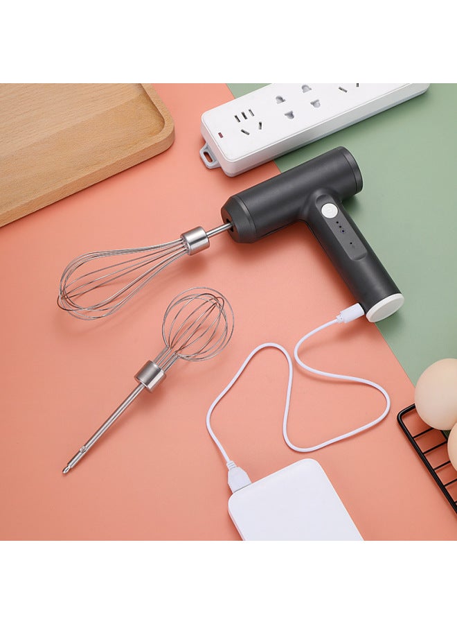 Home Use Small Electric Egg Beater Creamer Wireless Coffee Milk Frother Baking Essential Kitchen Tool-Color:Upright Egg Beater Egg Head + Milk Bubble Head Color Box (green)  - Image 4
