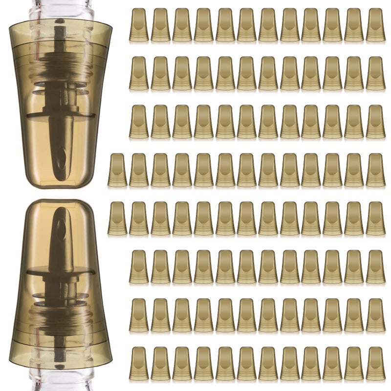 Chengu 100 Pieces Liquor Bottle Toppers for Liquor Pour Bottle Covers Universal Pour Dispenser Bar Dust Translucent Rubber Spout Covers for Home Kitchen Tools Supplies Champagne