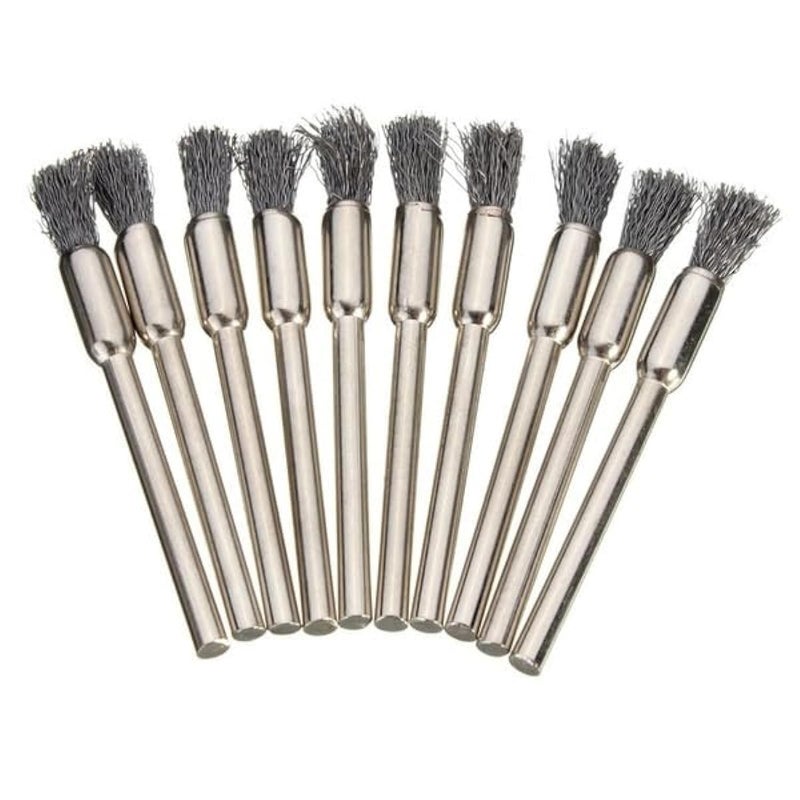 10 Pieces Extended Stainless Steel Wire Steel Cleaning End Brushes Pen Wire Brush Rust Paint Removal Bits Polishing Rotary Tools Accessories 2.35 MM Mandrel (4mm end Brush) - Image 1