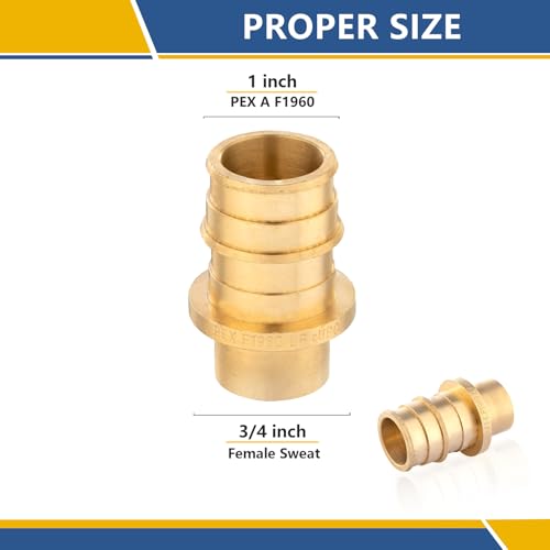 GUOFIS 2Pack GUOFIS PEX A Expansion Brass Fittings1 Pex x 34Female Sweat Adapter Only for Pexa TubingOver the Copper PipeASTM F1960PEX1960140 - Image 3