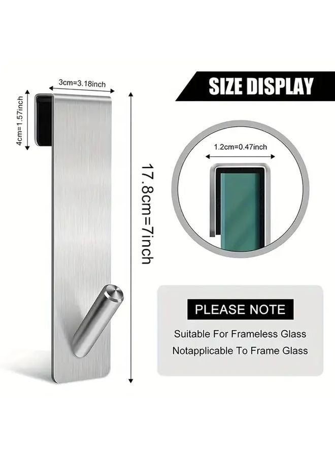 3 قطع من خطافات الحمام الفولاذية المقاومة للصدأ الفضية بدون حفر لتعليق مناشف الحمام وستائر الدش - Image 3