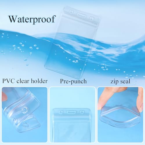 HOSL 100 Pcs Clear Plastic Vertical Name Tag Badge Holders Fit Card Size 2.62X3.75 Bulk ID Card Holders Id Badge Holders Name Badge Case Cover Badge Sleeves(Vertical 100pcs) - Image 5