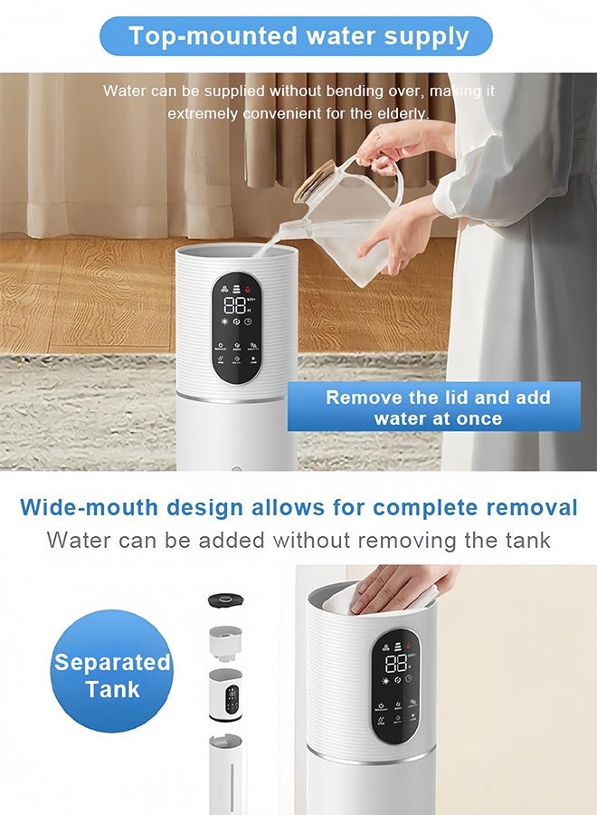 ET-LIFE Humidifier, 2.1 gal (8 L) Large Capacity, Top Fill, 3-Speeds, Long Time Continuous Humidification with UV disinfection for Large Room White - Image 4