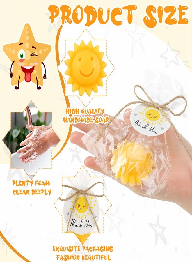 Demissle 20 Pcs Sun Soap Baby Shower Favors for Sunshine Party Here Comes the Son Baby Favors Mini Handmade Soap Gifts with Thank You Card for Guest Gender Reveal Party Decor(Yellow) - Image 3