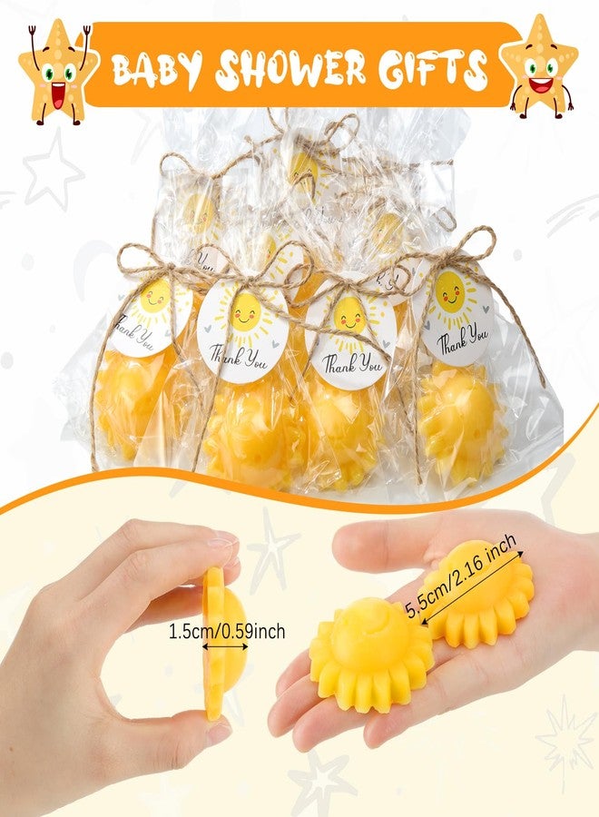Demissle 20 Pcs Sun Soap Baby Shower Favors for Sunshine Party Here Comes the Son Baby Favors Mini Handmade Soap Gifts with Thank You Card for Guest Gender Reveal Party Decor(Yellow) - Image 2
