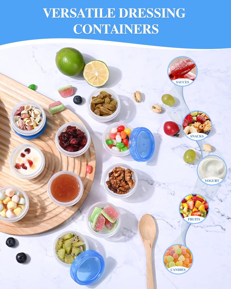 Atecare Salad Dressing Containers, [8 Pack*2 oz] Reusable Easy to Open Dressing, Condiment, Sauce, Dip Containers to Go With Leak-Proof Twist Top Lids, Bpa Free, Safe For Microwave, Freezer, Dishwasher - Image 3