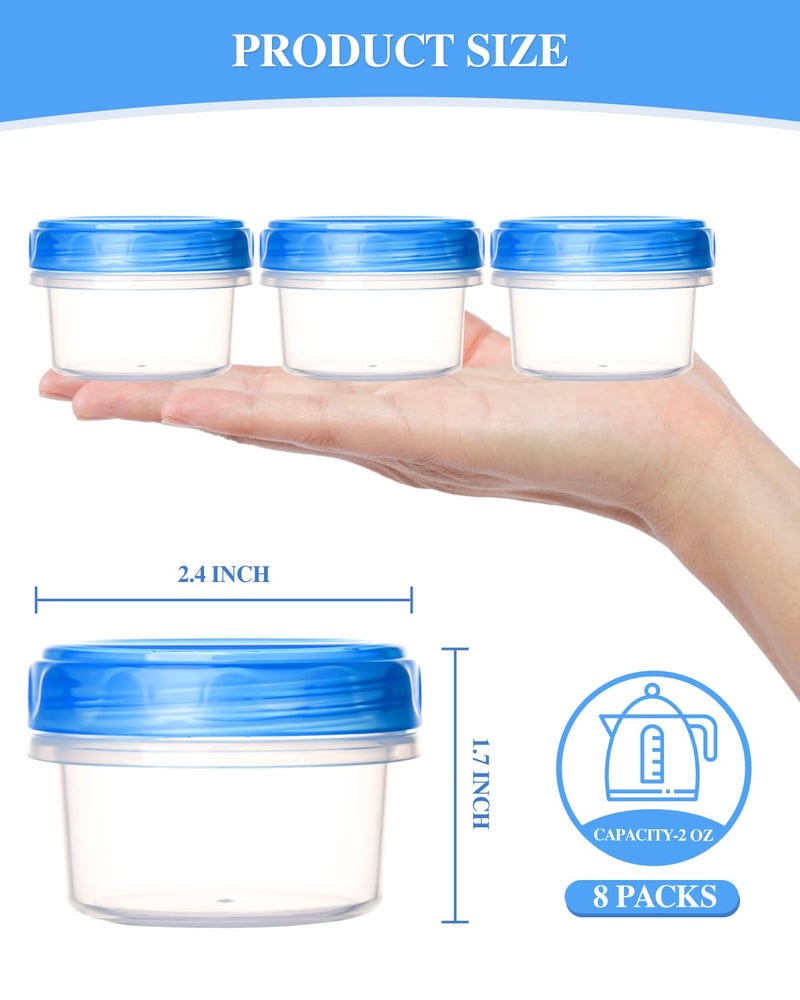 Atecare Salad Dressing Containers, [8 Pack*2 oz] Reusable Easy to Open Dressing, Condiment, Sauce, Dip Containers to Go With Leak-Proof Twist Top Lids, Bpa Free, Safe For Microwave, Freezer, Dishwasher - Image 5