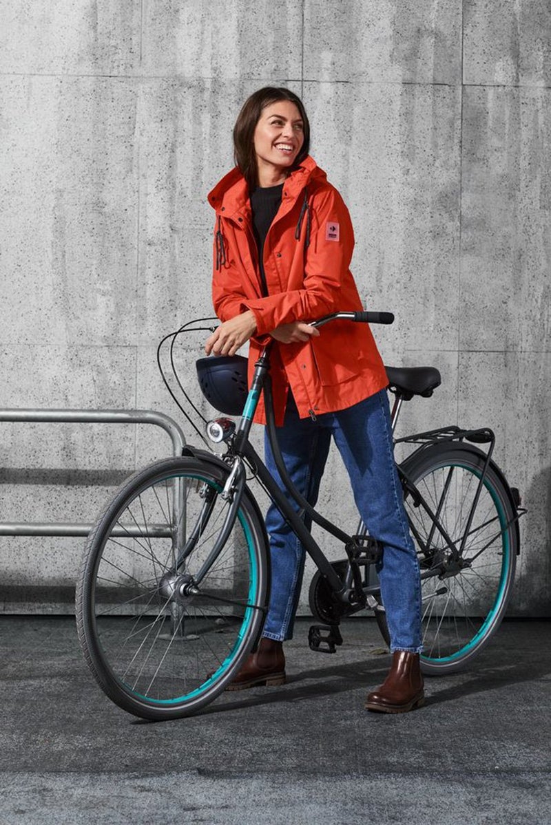 Tchibo Women Hooded With Drawstring Weather Jacket, Orange  - Image 1