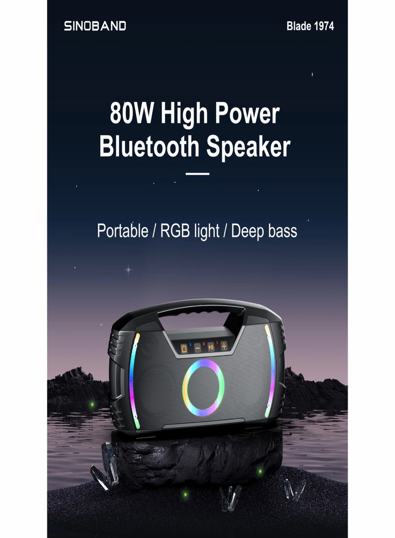 XDOBO 1974 BT Speaker 80W Wireless Portable Outdoor Waterproof Dazzling Colourful Subwoofer Support BT/AUX/TWS/U disk RGB Dynamic Light Effect - Image 5