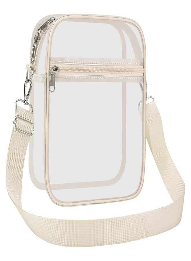 USPECLARE Clear Purse Stadium Clear Messenger Bag Stadium Approved for Men and Women Clear CrossBody Bag, Creamy, Large - Image 3