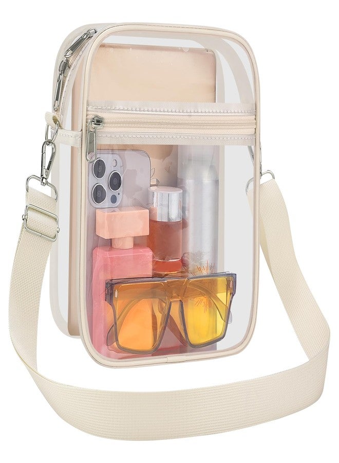 USPECLARE Clear Purse Stadium Clear Messenger Bag Stadium Approved for Men and Women Clear CrossBody Bag, Creamy, Large - Image 1