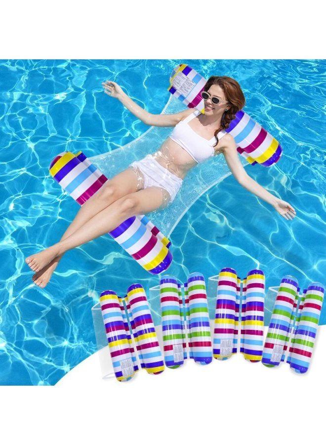 Pool Float - Four-tube glitter transparent striped hammock - pink Pool Float - Have ce/cpc/gpsr certificate - Pool Float Bed, Adult Water Raft, Beach Swimming Lounger, Foldable Floating Chair, Summer Pool Party Float - Image 3