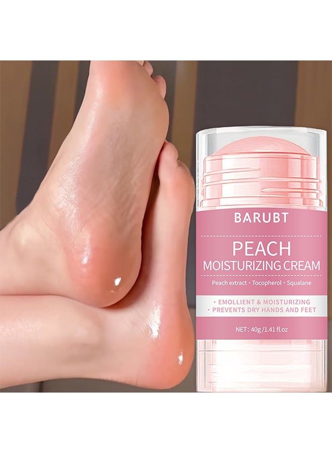 باروبت كريم ترطيب الخوخ، يعالج القدمين الجافتين والمتشققين، كريم للقدمين للبشرة الجافة والتالفة، للركب والمرافق واليدين، بلسم إصلاح الكعب، مزيل مسامير الجلد، كريم مرطب، بلسم قدم باليوريا 40 جرام - Image 4