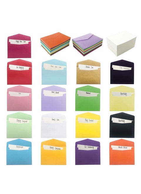 170 Sets Small Blank Cards With Colorful Envelopes White Note Cards Mini Envelopes Set 17 Assorted Colored Envelopes For Gift Card Cardstock Index Cards Business Card