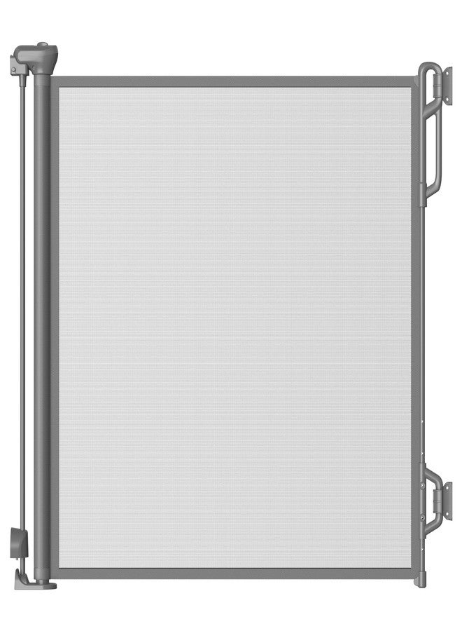 SPACEANY Retractable Safety Baby Gate or Mesh Dog Gate,Durable Portable Mesh Retractable Gate,Easy to Use for Stairs, Doorways, Hallways, Indoor, Outdoor, 33.5" Tall, Up to 45" Wide, Gray - Image 1