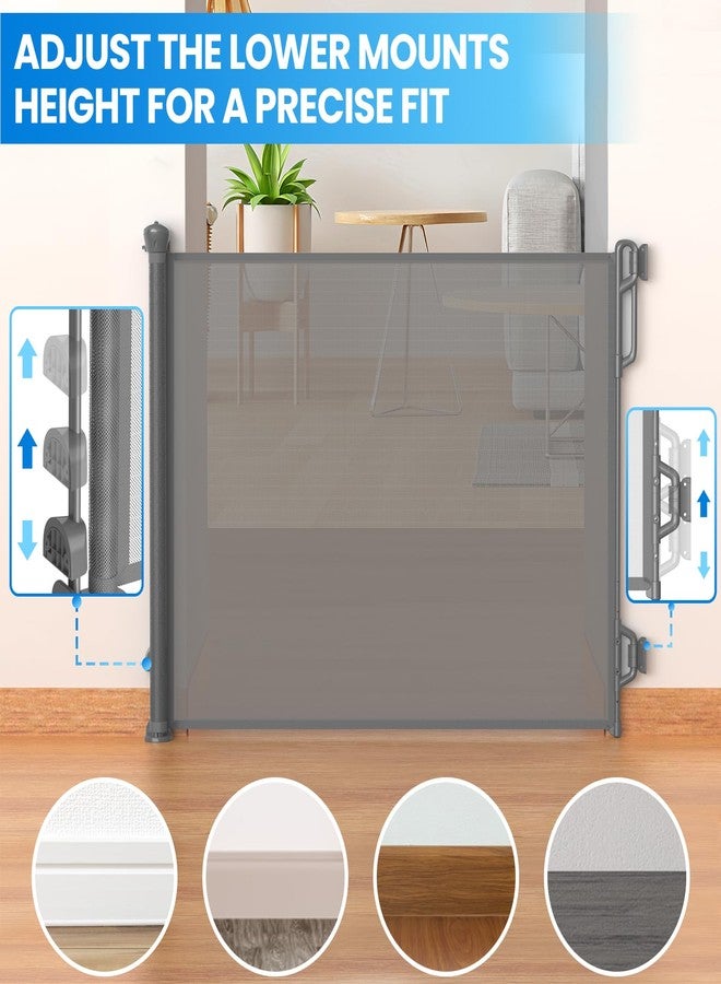 SPACEANY Retractable Safety Baby Gate or Mesh Dog Gate,Durable Portable Mesh Retractable Gate,Easy to Use for Stairs, Doorways, Hallways, Indoor, Outdoor, 33.5" Tall, Up to 45" Wide, Gray - Image 4