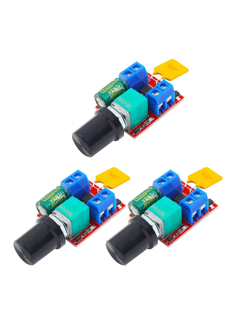 SYOSI - SYOSI 3 Pack Mini PWM DC Motor Speed Controller, DC 3V 6V 12V 24V 35V 5A Speed Control Switch Small LED Dimmer - Image 1
