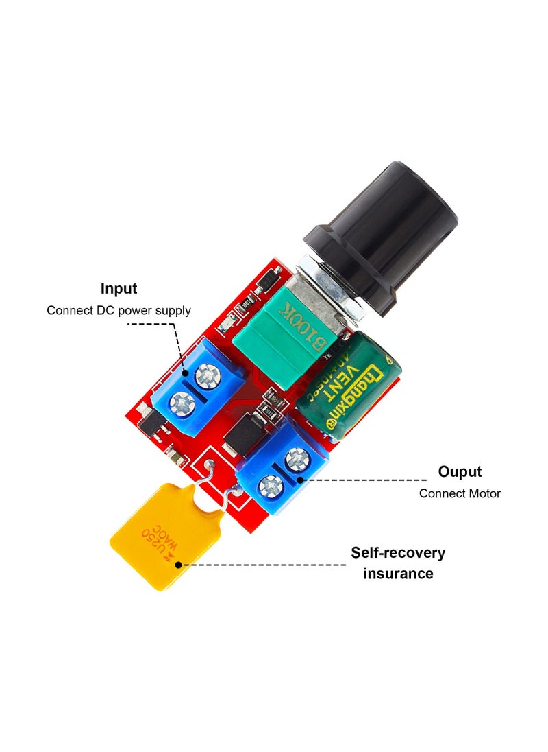 SYOSI - SYOSI 3 Pack Mini PWM DC Motor Speed Controller, DC 3V 6V 12V 24V 35V 5A Speed Control Switch Small LED Dimmer - Image 1